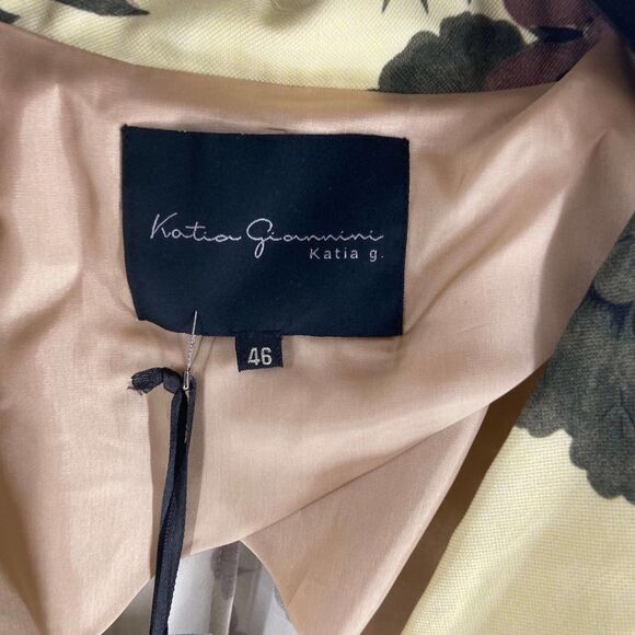 Katia G pastel Yellow large print one button floral blazer NWT Womens 46 or US - Picture 2 of 7